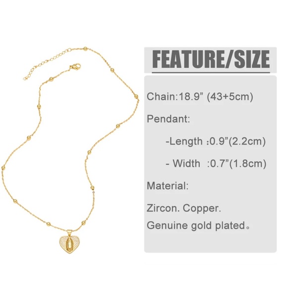 Virgin Mary Necklace for Women Copper Gold Plated Heart Necklace Catholic - Picture 5 of 5